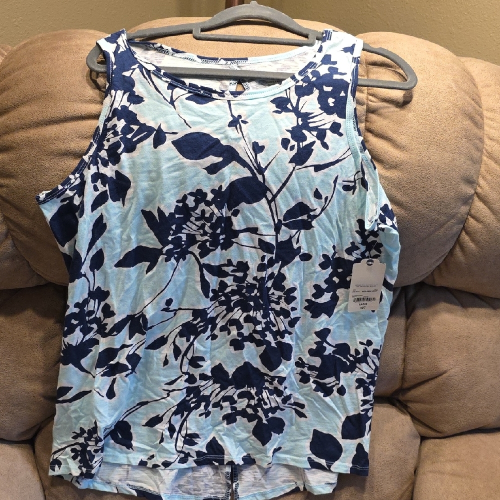 Floral Mint Green And NAVY Women's Tank Top